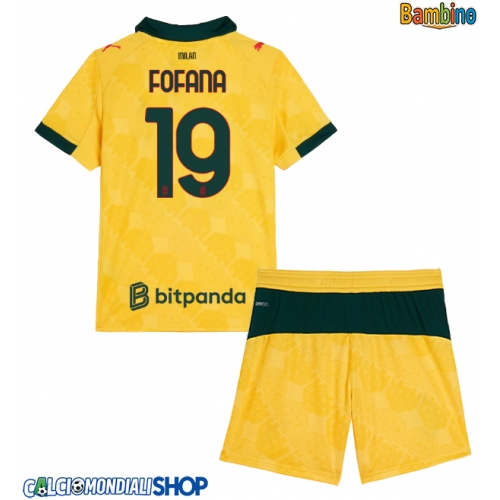 Maglie da calcio AC Milan Youssouf Fofana #19 Terza Maglia Bambino 2025-26 Manica Corta + Pantaloni corti)